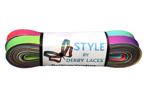 Derby STYLE Waxed Roller Skates Laces - Rainbow Gradient  96" [244cm]