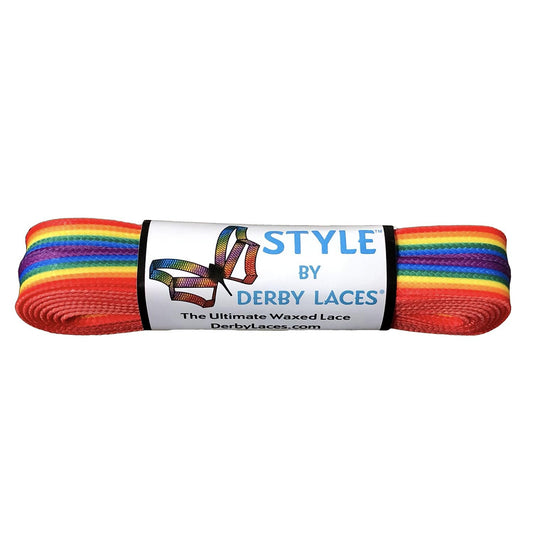 Derby Style Waxed Roller Skates Laces - Rainbow Stripe 54" [137cm]