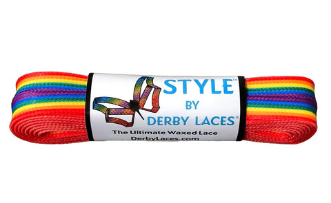 Derby STYLE Waxed Roller Skates Laces - Rainbow Stripe  72" [183cm]