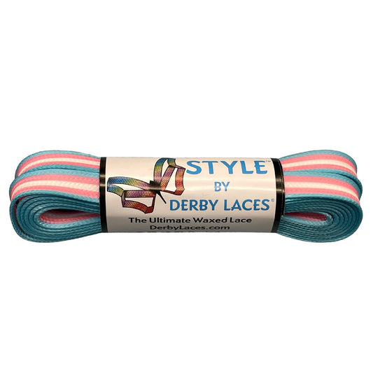 Derby Style Waxed Roller Skates Laces - Trans Stripe 96" [244cm]