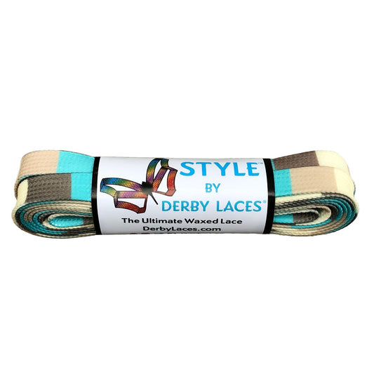 Derby Style Waxed Roller Skates Laces - Winter Block 72" [183cm]
