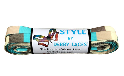 Derby STYLE Waxed Roller Skates Laces - Winter Block  72" [183cm]