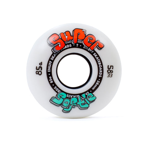 Enuff 58MM Super Softie Skateboard Wheels - White [set of 4] - LocoSonix
