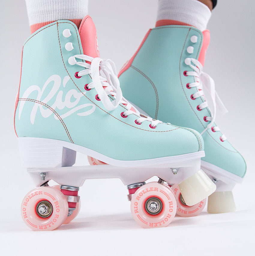 Rio Script Roller Skates - Teal/Coral