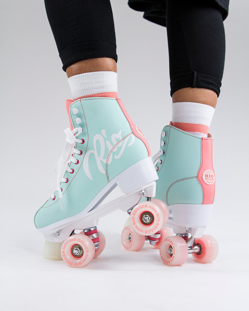 Rio Script Roller Skates - Teal/Coral