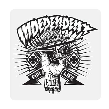 Independent Shredded Clear Sticker - Black/White 5x5"