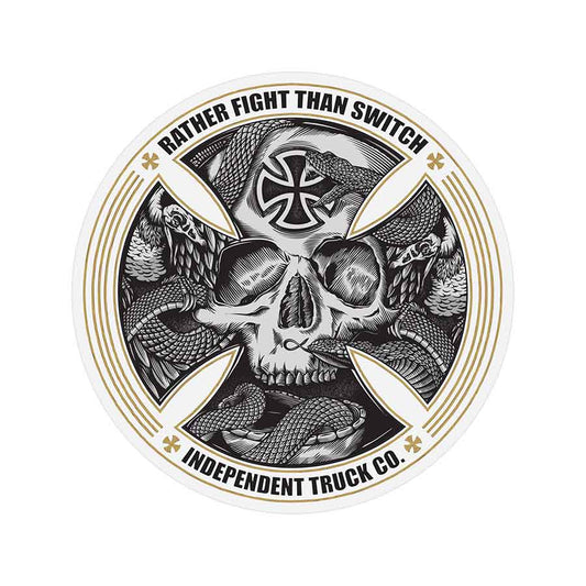 Independent Ftr Skull White Sticker - Multi 5x5"