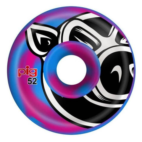 Pig HEAD CONICAL Skateboard Wheels - Swirl Blue/Pink 52MM [set/4]