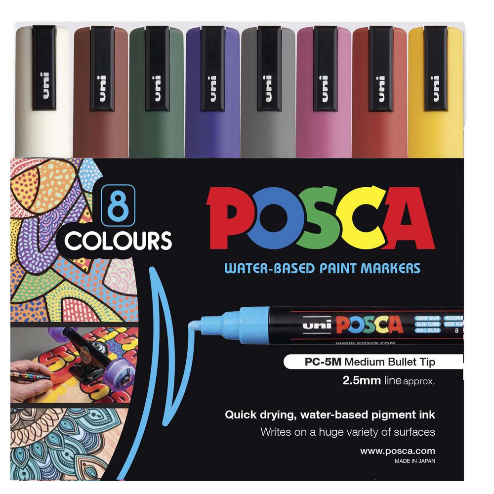 POSCA PC-5M Paint Marker Set 1.8-2.5mm [8C] Dark Colors