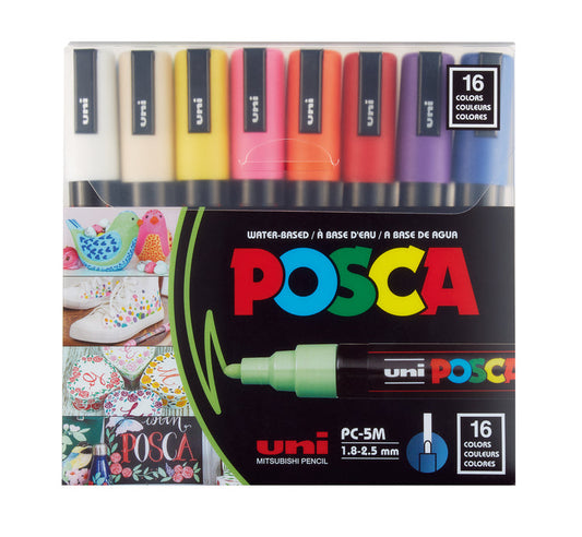 POSCA PC-5M Paint Marker Set 1.8-2.5mm [16C]