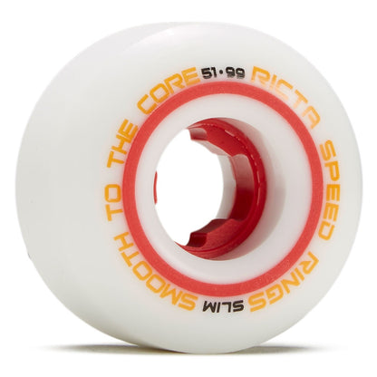 Ricta Speedrings Slim Skateboard Wheels 51mm 99A [set/4] [White/Red]