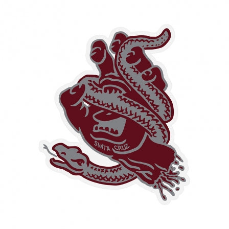 Santa Cruz Snake Bite Clear Sticker - Crimson/Grey 5x6"