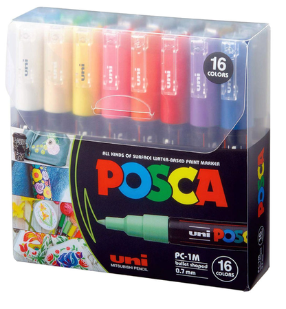 POSCA PC-1M Paint Marker Set 0.7mm [16C]