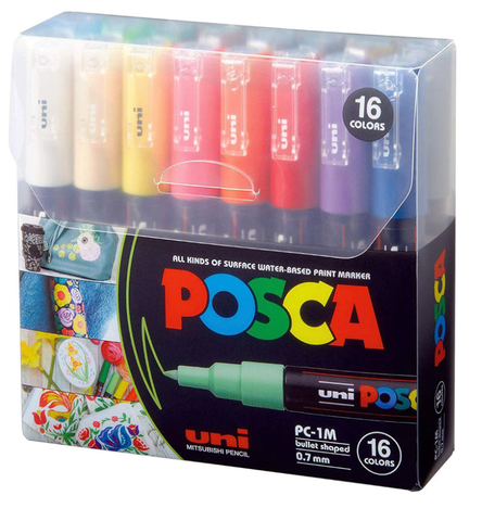 Uni POSCA PC-1M Paint Marker Set 0.7mm [16C]