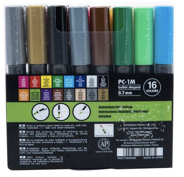 POSCA PC-1M Paint Marker Set 0.7mm [16C]