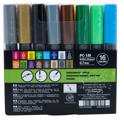 POSCA PC-1M Paint Marker Set 0.7mm [16C]