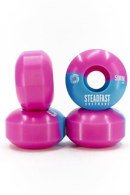Steadfast 50/50 Skateboard Wheels - Blue/Pink 51mm 100A [set/4]