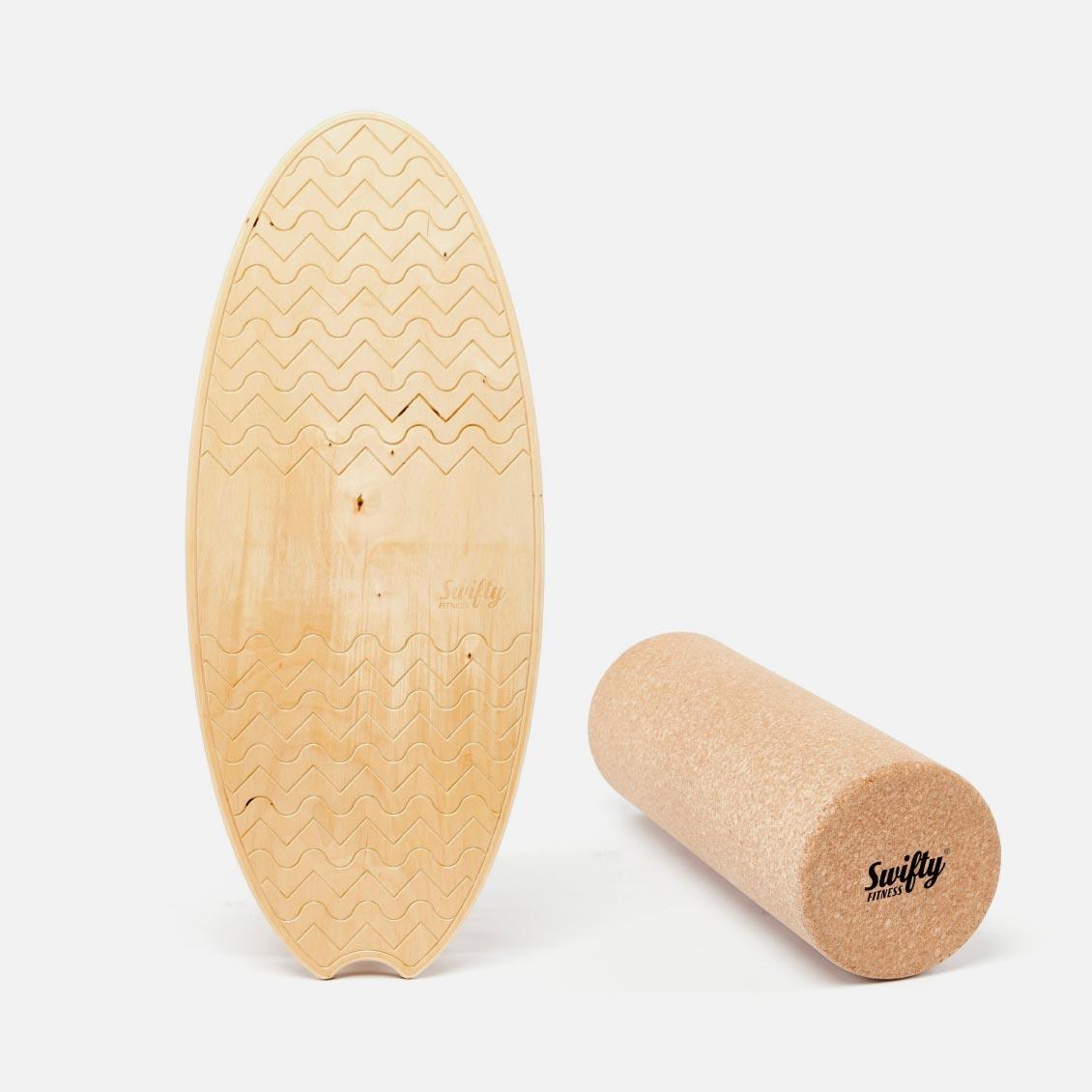 Swifty Balance Board, Roller and Bracket Bundle - Natural