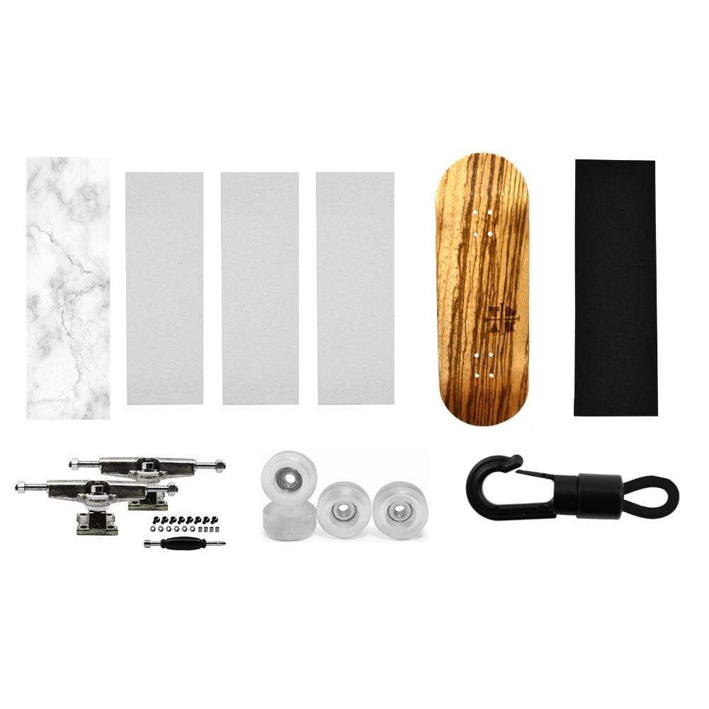 Teak Fingerboard Starter Set No. 4 - [deck, 1-wrap, skate griptape, trucks, wheels]