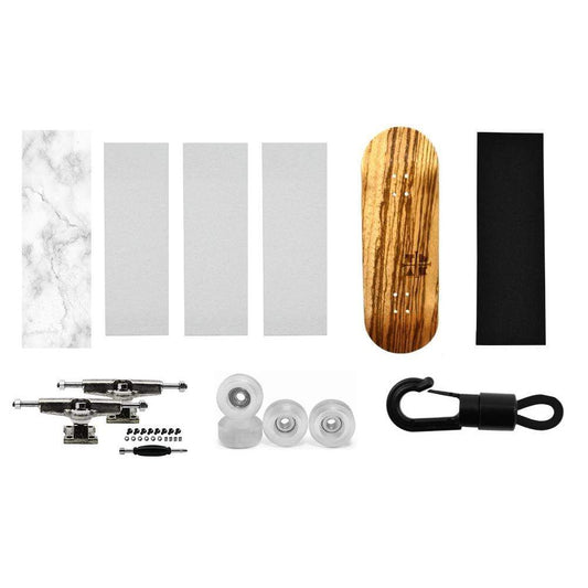 Teak Fingerboard Starter Set No. 4 - [deck, 1-wrap, skate griptape, trucks, wheels]