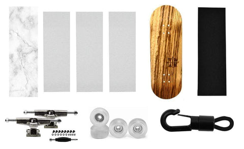 Teak Fingerboard Starter Set No. 4 - [deck, 1-wrap, skate griptape, trucks, wheels]