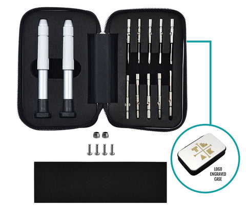 Teak Engraved Fingerboard Repair Kit [logo case, nuts, screws & tape]