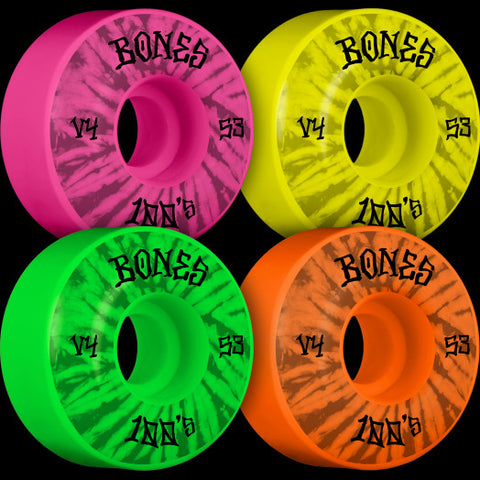 BONES PARTY PACK OG 100's V4 WIDE Skateboard Wheels - 53mm 100A [set/4]