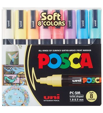 Uni POSCA PC-5M Paint Marker Set 1.8-2.5mm [8C] Soft Colors