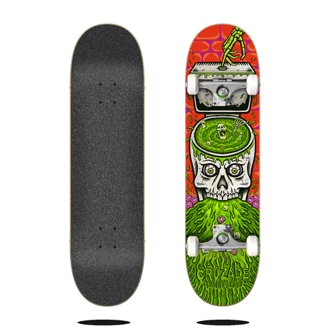 Cruzade SKULL SWIRL Skateboard Complete 8"