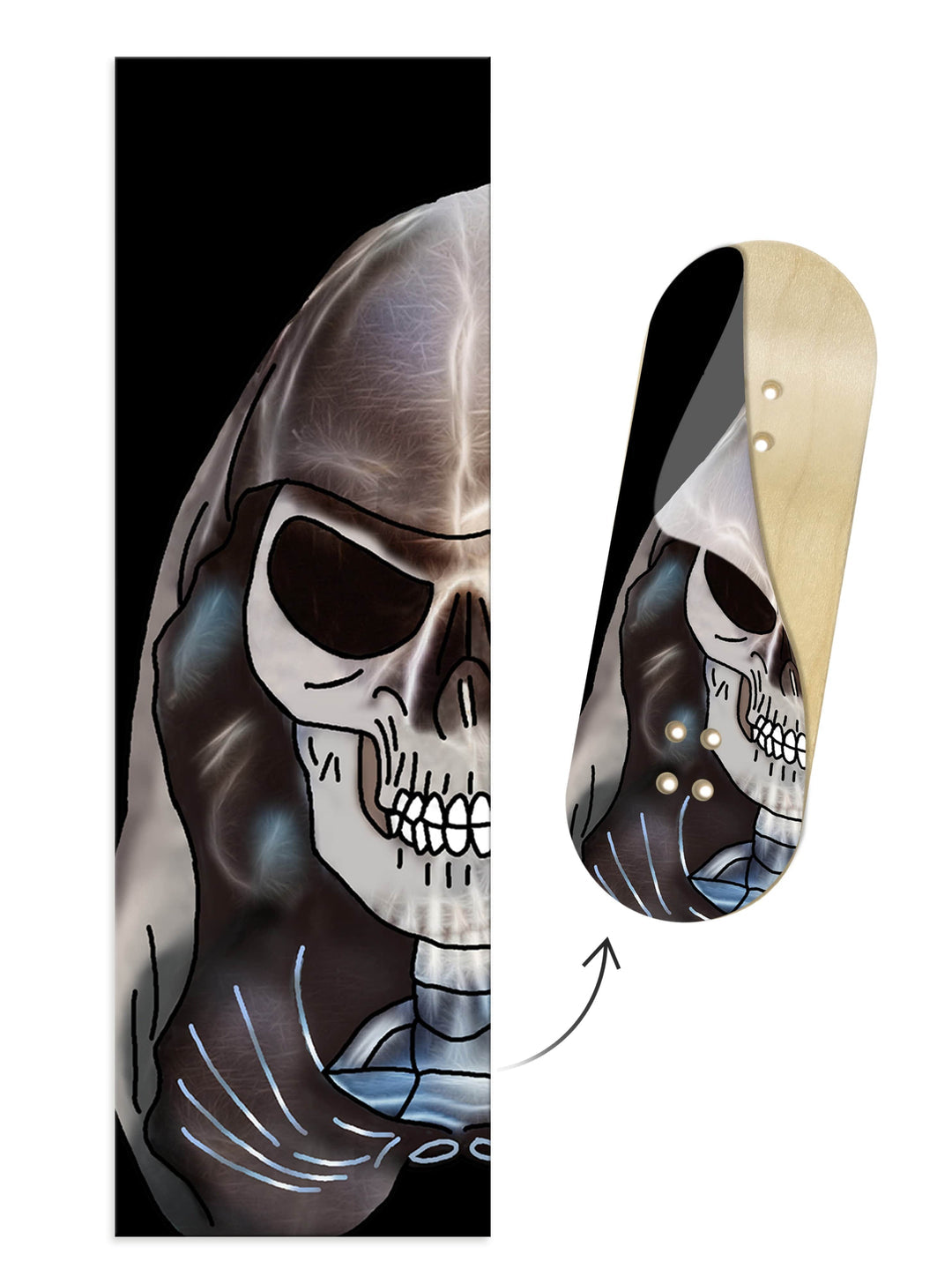 Teak Fingerboard Deck Graphic Wrap - Skelly WellVention Collab 35x110mm