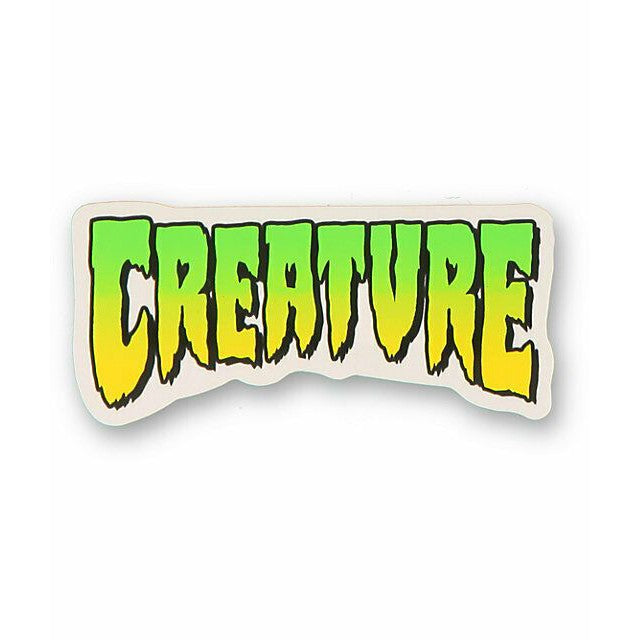 Creature Logo Clear Mylar Sticker - Green 4x2"