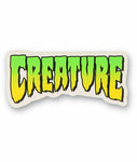 Creature LOGO CLEAR MYLAR Sticker - Green 4x2"