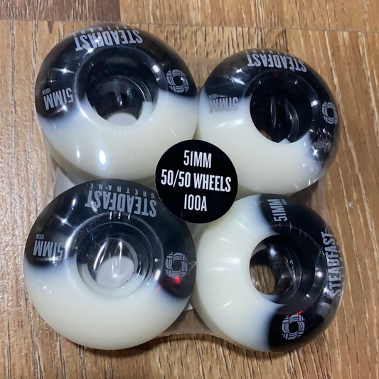 Steadfast 50/50 Skateboard Wheels - Black/White 51mm 100A [set/4]
