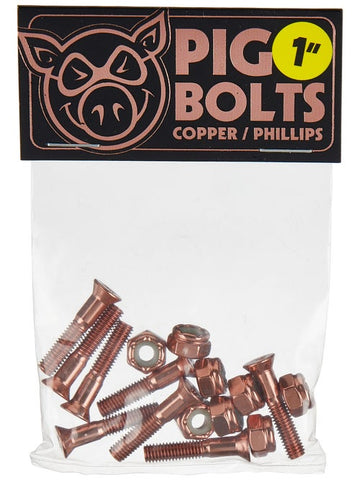 Pig COPPER PHILLIPS Hardware Bolts/Nuts 1" [set/8]