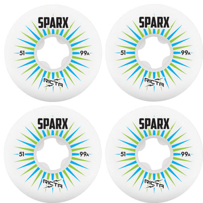 Ricta Sparx Skateboard Wheels - Green/White 51mm 99A [set/4]