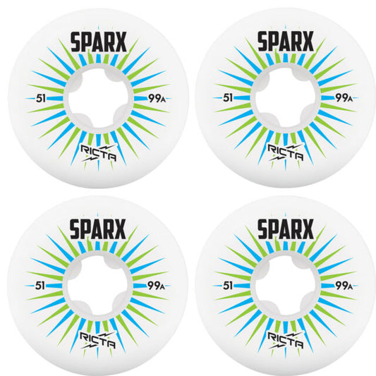 Ricta Sparx Skateboard Wheels - Green/White 51mm 99A [set/4]