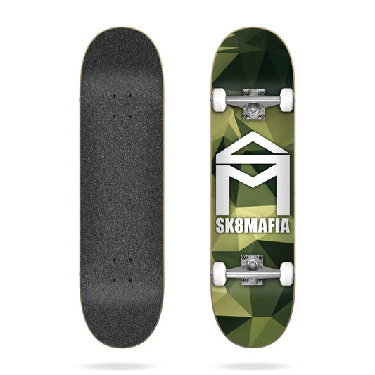 Sk8Mafia HOUSE LOGO CAMO Skateboard Complete - Green 7.87"