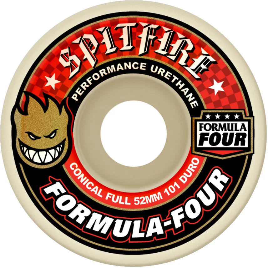 Spitfire F4 Conical Full Skateboard Wheels - Red 101A [set/4]