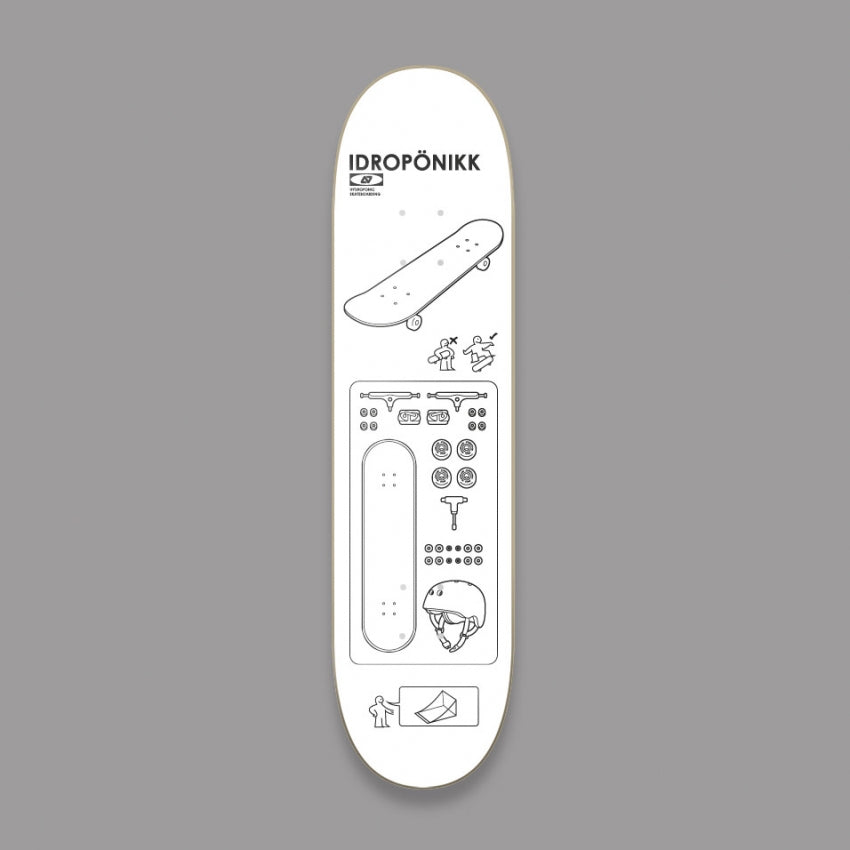 HydroPonic Hykea White Skateboard Deck 8"